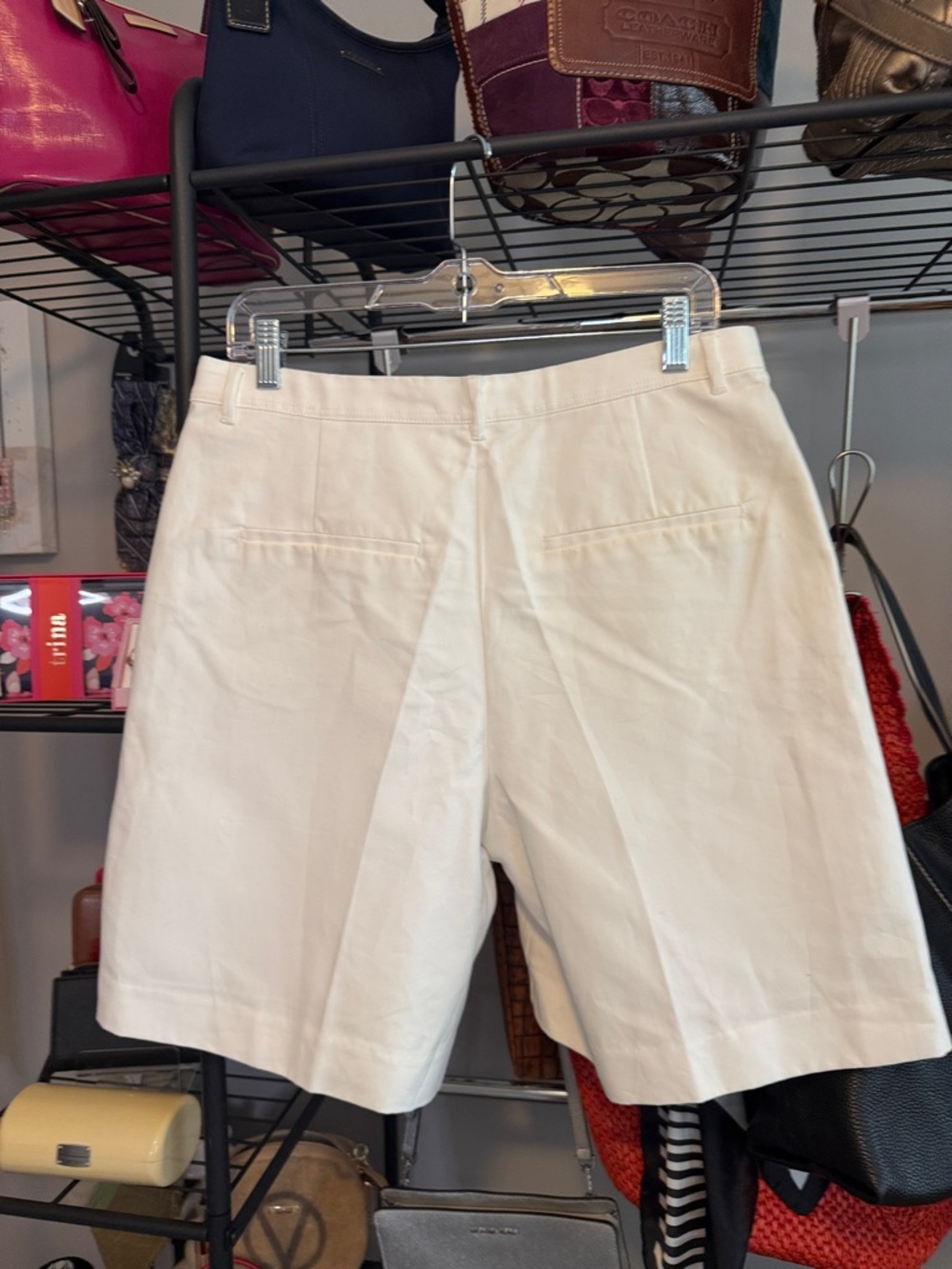 Zara Off-White High-Waist Tailored Bermuda Shorts - Picture 6 of 6